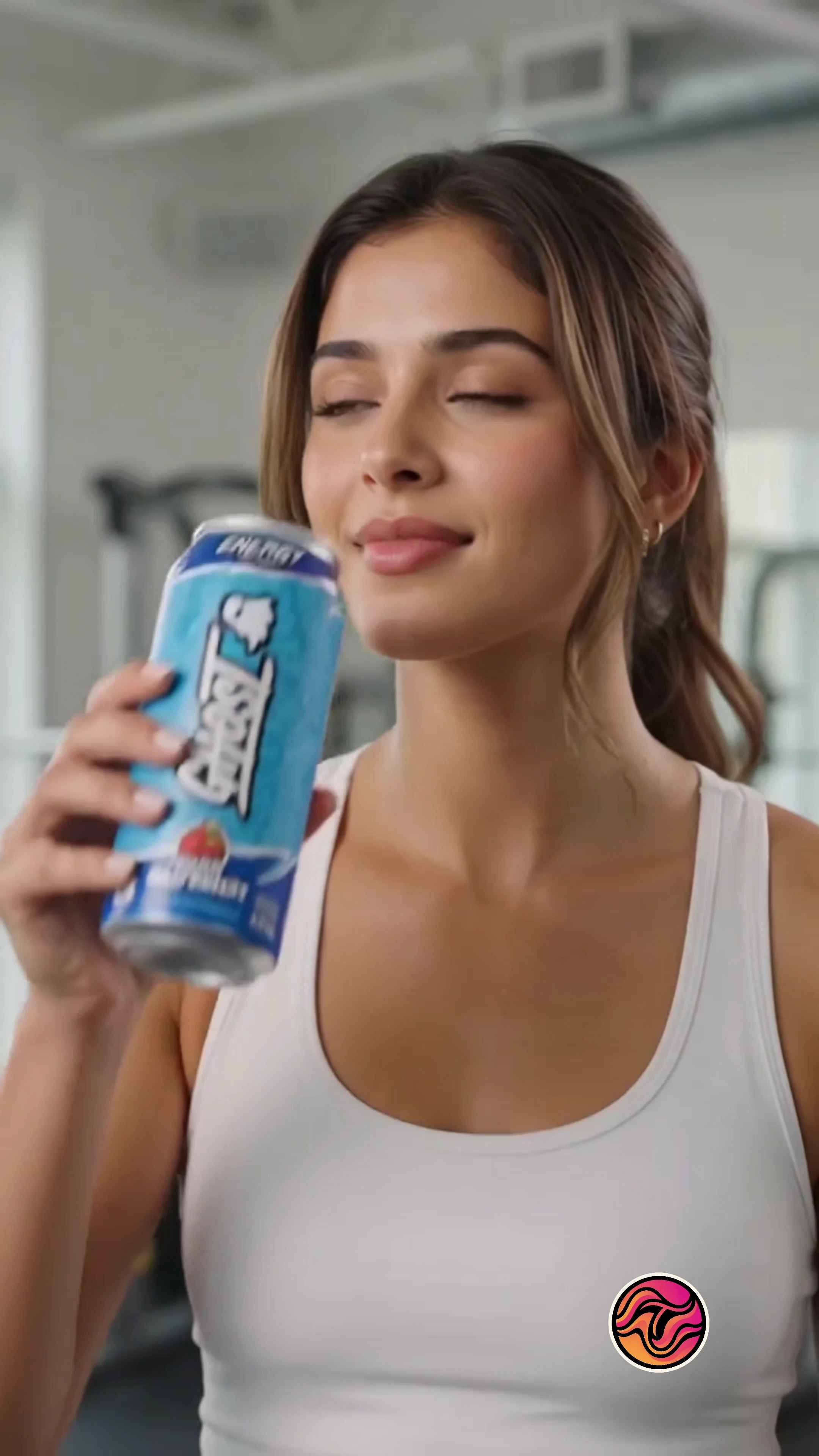 Emotional product connection frame from an AI beverage commercial with shallow depth of field — educational analysis only
