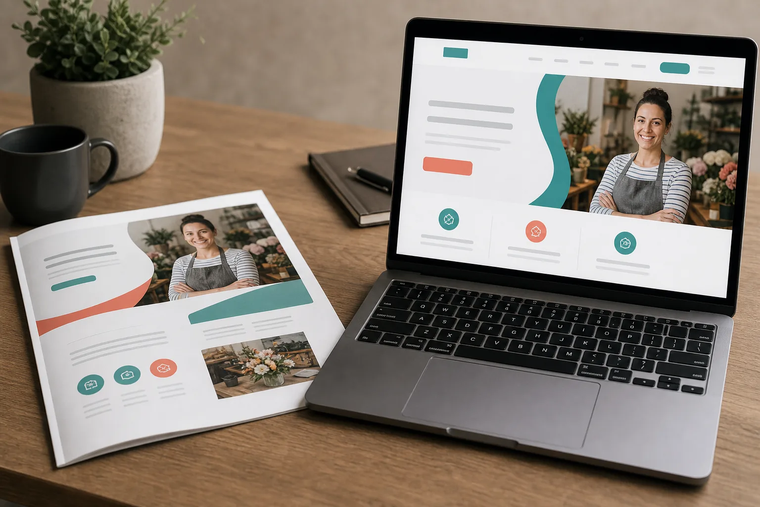 Brochure design versus landing page for small business marketing